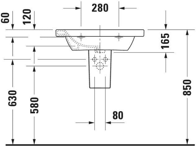 DURAVIT DuraStyle Möbelwaschtisch 650 mm mit Überlauf, 1 Hahnloch, weiß – wandhängend