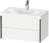 Duravit XViu Möbelwaschtisch-Set 800 mm mit Viu Waschtisch, Nussbaum Mitte, 2 Schubkästen, wandhängend
