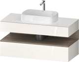 Duravit Qatego Konsolenwaschtischunterbau 1200 mm Weiß Matt mit Eiche Terra Nische und Tip-On Technik