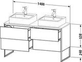 DURAVIT XSquare Waschtischunterbau 1400 mm betongrau matt mit 4 Schubkästen und Tip-On-Technik