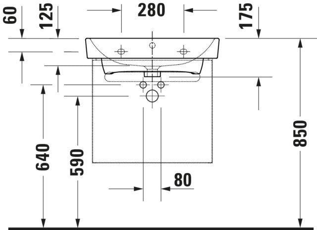 Duravit No.1 Möbelwaschtisch 550 mm weiß mit Überlauf und Hahnlochbank