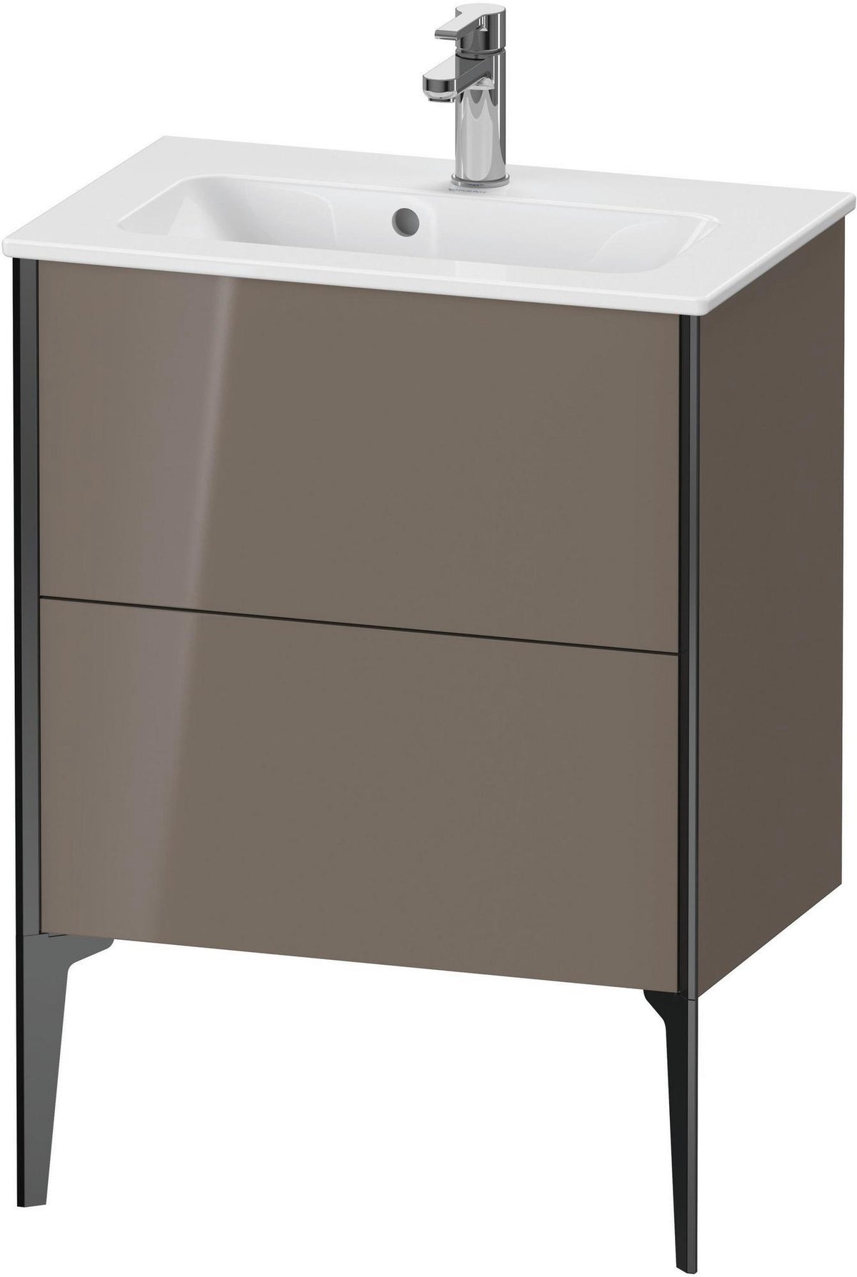 Duravit XViu Waschtischunterbau bodenstehend 610 mm, 2 Auszüge, champagner matt/weiß matt