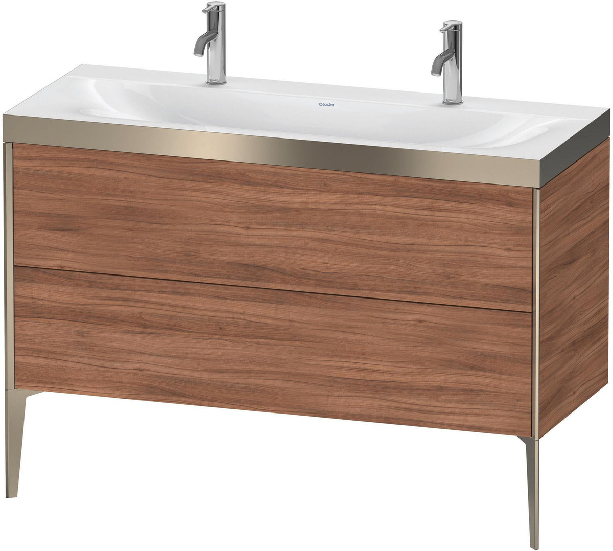 DURAVIT XViu c-bonded Waschtischunterbauset 1200 mm Nussbaum Champagner matt 2 Auszüge