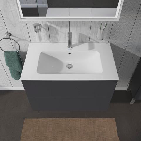 Duravit L-Cube Waschtischunterbau 820 mm taupe matt mit 2 Schubkästen und Tip-On-Technik