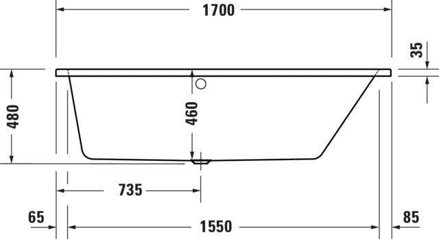 Duravit No.1 Whirlwanne 1500x800mm Trapez Einbau mit 6 Chromdüsen und Fußgestell