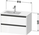 Duravit Ketho.2 Waschtischunterbau 810 mm Eiche Terra Matt mit 2 Schubkästen und Soft-Close