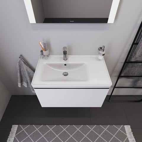 Duravit D-Neo Waschtisch 800 mm weiß mit Überlauf, Hahnlochbank und Becken links