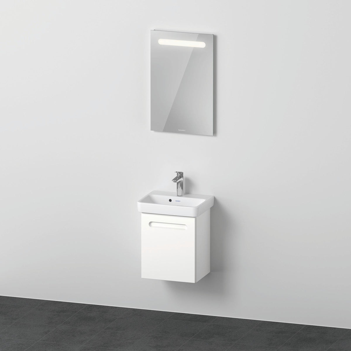Duravit No.1 Möbel-Set 450x350mm mit Waschtisch, Unterbau, LED-Spiegel, Weiß Matt