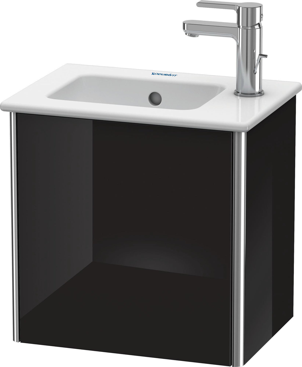 DURAVIT XSquare Waschtischunterbau 410 mm, 1 Tür rechts, Schwarz Hochglanz, wandhängend