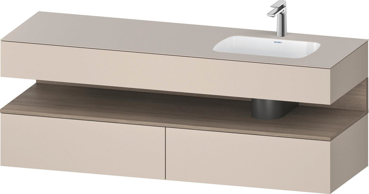 DURAVIT Qatego Einbauwaschtisch mit Konsolenwaschtischunterbau 1600x550x600 mm Eiche Terra & Weiß Matt