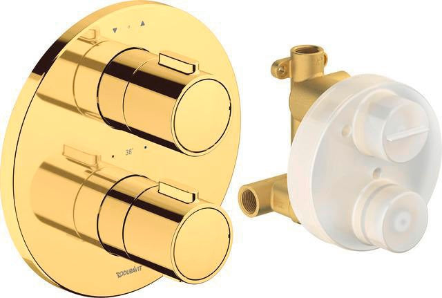 DURAVIT Thermostatarmaturen Unterputz-Set Rosette rund Bronze Gebürstet – 2 Verbraucher