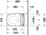 DURAVIT Dusch-WC Sitz SensoWash Classic Weiß 375x520 mm für DuraStyle mit Fernbedienung