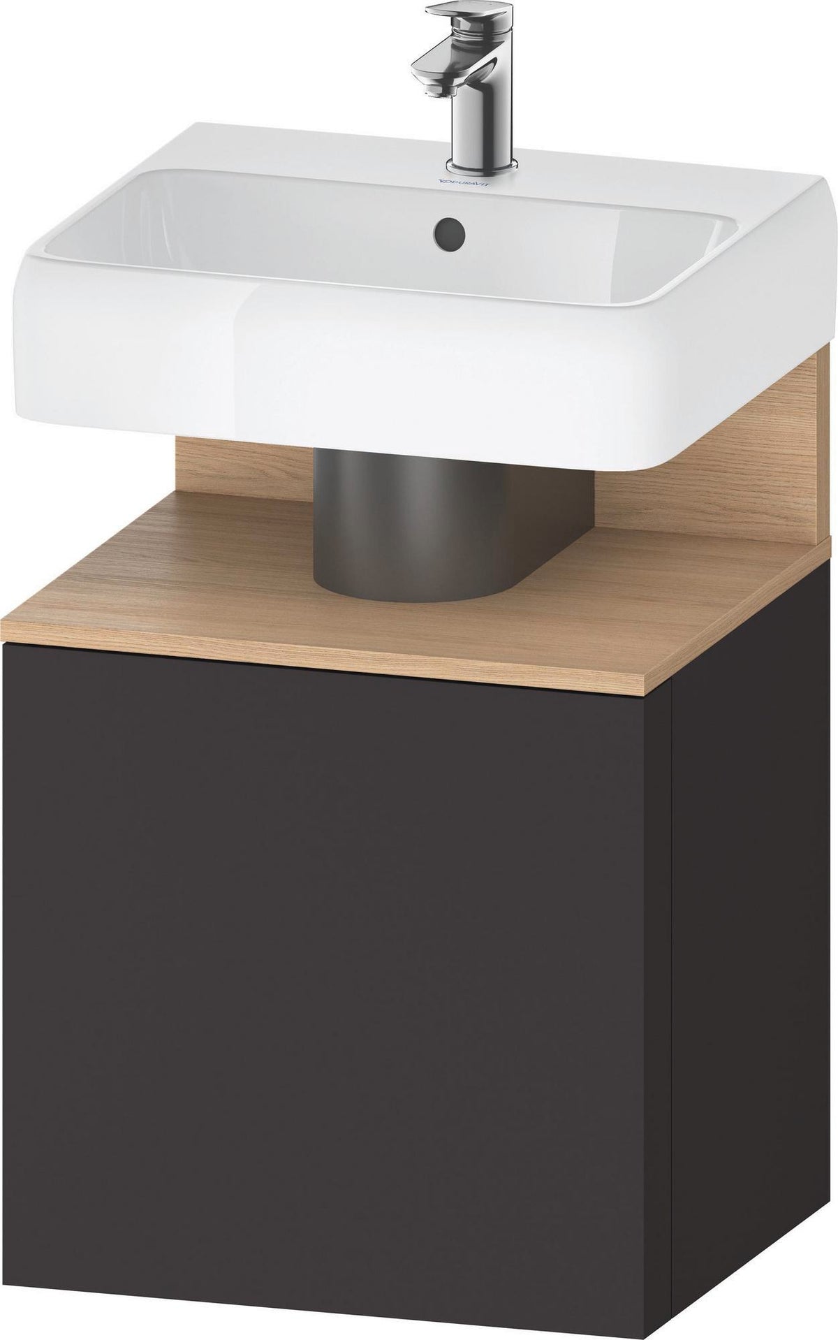 DURAVIT Qatego Waschtischunterbau 490 mm wandhängend, 1 Tür links, Weiß Matt mit Eiche Schwarz Nische