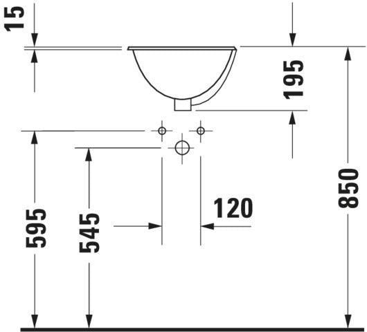 DURAVIT Einbauwaschtisch Architec Bali 335 mm weiß mit Überlauf, ohne Hahnloch