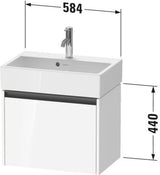 Duravit Ketho.2 Waschtischunterbau 584 mm Eiche Terra Matt mit 1 Auszug – Wandhängend