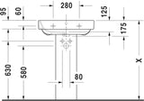 Duravit Waschtisch Happy D.2 600 x 475 mm hängend weiß mit Überlauf und Hahnlochbank