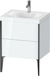 DURAVIT XViu c-bonded Waschtischunterbauset, 2 Auszüge, bodenstehend, schwarz matt/weiß hochglanz