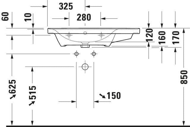 Duravit D-Neo Waschtisch 800 mm weiß mit Überlauf, Hahnlochbank und Becken links