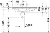 Duravit D-Neo Waschtisch 800 mm weiß mit Überlauf, Hahnlochbank und Becken links
