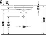 Duravit Vero Air Einbauwaschtisch 550 mm mit Überlauf und 1 Hahnloch – Weiß