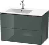 DURAVIT L-Cube Waschtischunterbau 820 mm wandhängend, 2 Schubkästen, Becken links, Amerikanisch Nussbaum