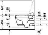 DURAVIT ME by Starck Wand-WC 570 mm spülrandlos mit WonderGliss für Dusch-WC