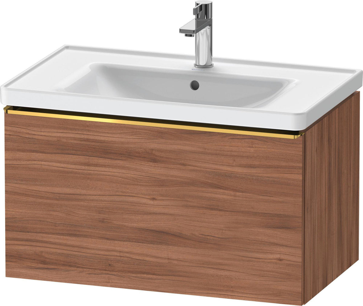 Duravit D-Neo Waschtischunterbau 784 mm Eiche Schwarz Matt mit 1 Auszug und Bronze-Griff