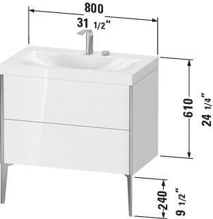 Duravit XViu Möbelwaschtischset 800x480mm mit Unterbau, 2 Auszügen & Viu Waschtisch – Nussbaum Mitte