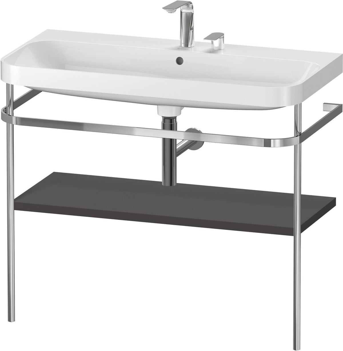 Duravit Happy D.2 c-shaped Waschtischset mit Metallkonsole, 975 mm, Taupe