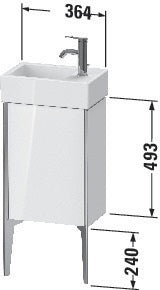Duravit Waschtischunterbau XVIU 493 mm für Vero Air, seidenmatt, mit Tür und Aluminiumprofil