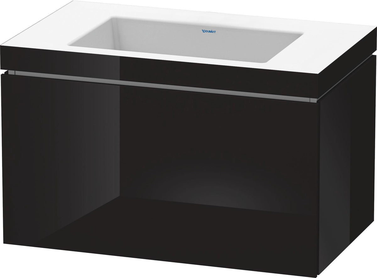 Duravit L-Cube c-bonded Waschtischset 800 mm mit Vero Air, 1 Auszug, Schwarz Hochglanz