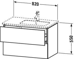 DURAVIT L-Cube Waschtischunterbau 820 mm wandhängend, 2 Schubkästen, Becken rechts, Betongrau Matt