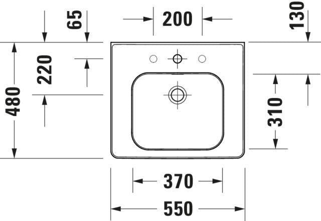 DURAVIT Soleil by Starck Waschtisch 550 mm Weiß mit Überlauf und Hahnlochbank