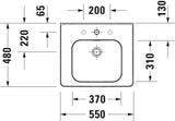 DURAVIT Soleil by Starck Waschtisch 550 mm Weiß mit Überlauf und Hahnlochbank
