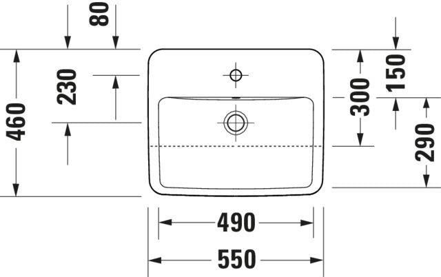 Duravit No.1 Halbeinbau-Waschtisch 550 mm weiß mit Überlauf und Hahnlochbank