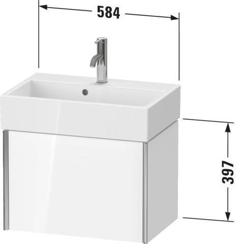 Duravit XViu Waschtischunterbau Compact 397 mm – Wandhängend mit Auszug in Champagner Matt