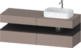 Duravit Qatego Konsolenwaschtischunterbau 1600 mm Weiß Hochglanz mit Eiche Schwarz Nische