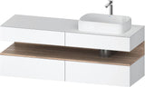 Duravit Qatego Konsolenwaschtischunterbau 1600 mm Weiß Hochglanz mit Eiche Schwarz Nische