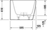 Duravit DuraSquare Whirlwanne 1800x800 mm mit Air-System, 2 Rückenschrägen und Mineralguss in Weiß Matt