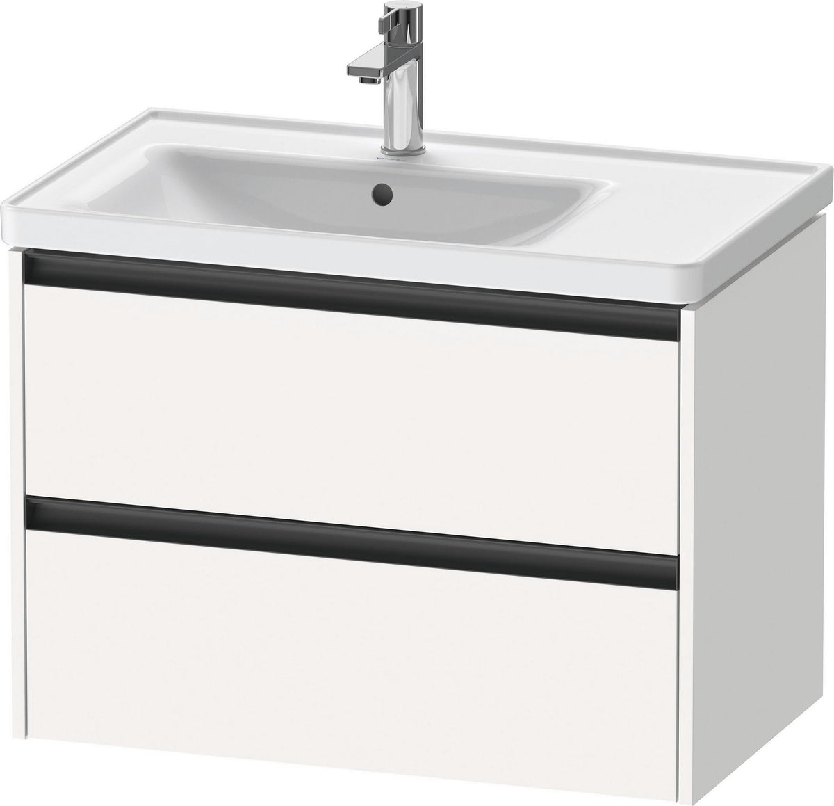 Duravit Ketho.2 Waschtischunterbau 784 mm betongrau matt mit 2 Schubkästen und Becken links