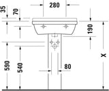 DURAVIT Waschtisch Starck 3 650 mm mit Überlauf, Hahnlochbank und WonderGliss in Weiß