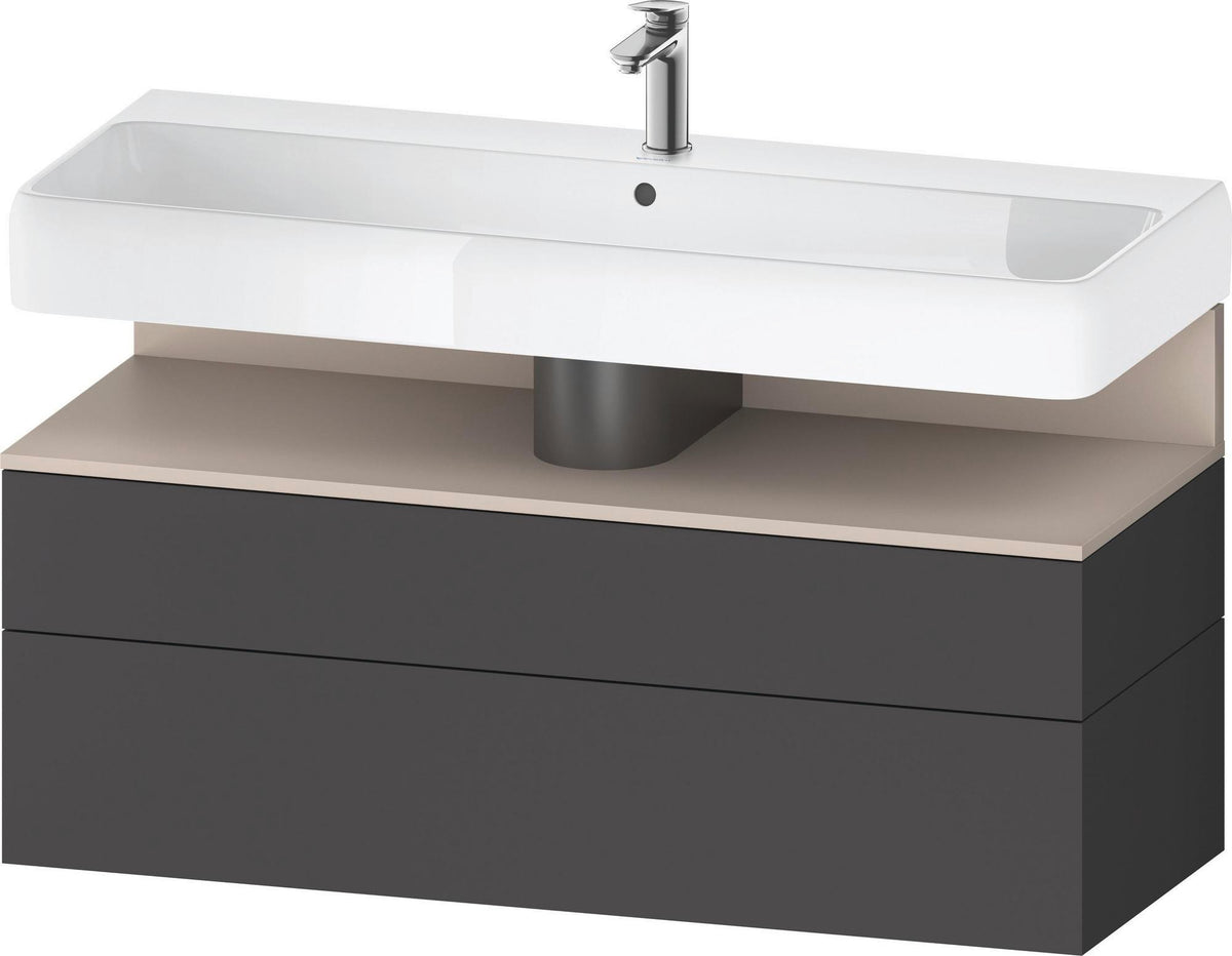 Duravit Qatego Waschtischunterbau 1190 mm – Weiß Matt mit Eiche Schwarz Nische, 1 Auszug, LED