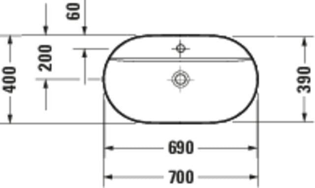 Duravit Luv Aufsatzbecken 700 mm, geschliffen, mit Hahnloch, ohne Überlauf, weiß, WonderGliss