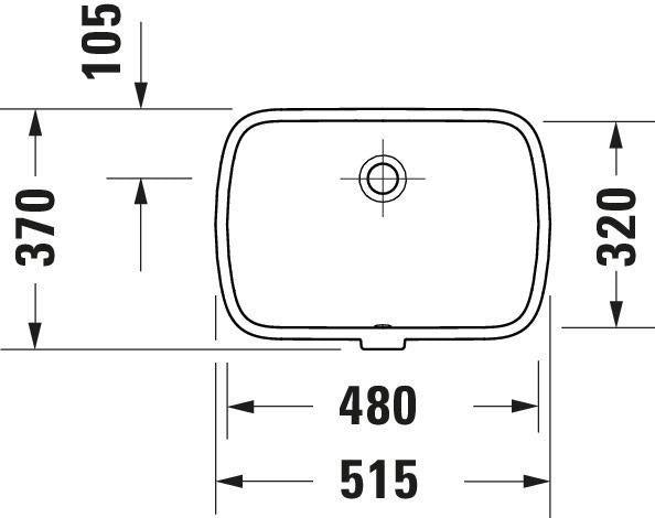 DURAVIT Qatego Einbauwaschtisch 480 mm Weiß Hochglanz, ohne Hahnloch, mit Überlauf