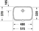DURAVIT Qatego Einbauwaschtisch 480 mm Weiß Hochglanz, ohne Hahnloch, mit Überlauf