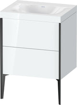 Duravit XViu Waschtischunterbauset 600 mm mit 2 Auszügen, schwarz matt/weiß hochglanz, c-bonded