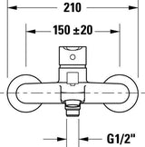 DURAVIT A.1 Einhebel-Wannenmischer Aufputz Chrom – Keramikmischsystem, DN 15, 2-löchig