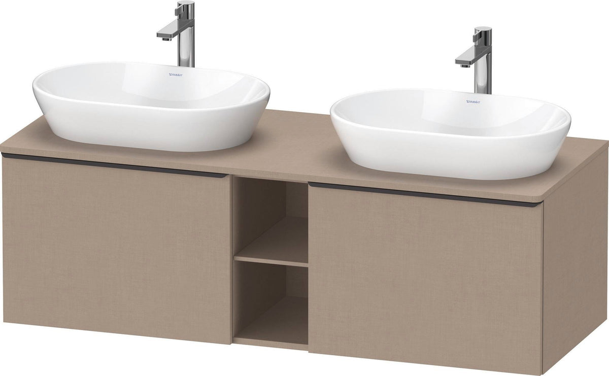 DURAVIT D-Neo Konsolenwaschtischunterbau 1400 mm betongrau matt mit 2 Auszügen und Bronze-Griffen