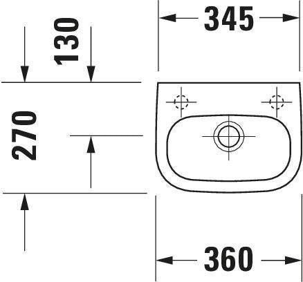 Duravit D-Code Handwaschbecken 360 mm mit Überlauf, 1 Hahnloch rechts, wandhängend, weiß