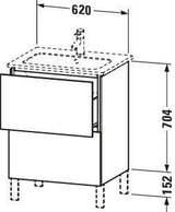 DURAVIT L-Cube Waschtischunterbau 481x620x704mm 2 Auszüge Amerikanisch Nussbaum